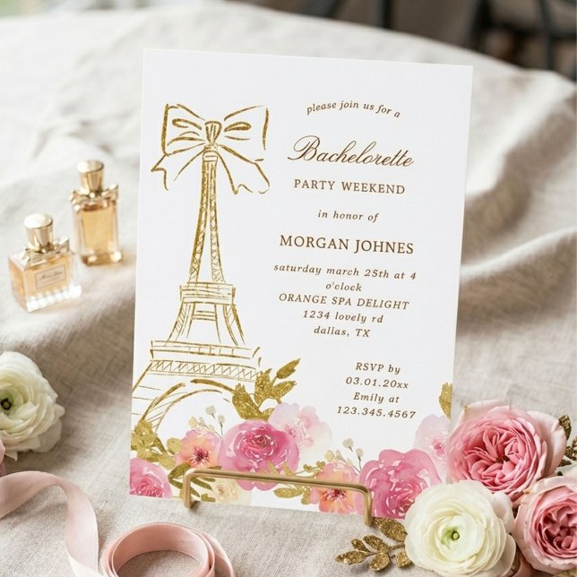 Fête de Fiançailles Chic Parisien Rose Gold (Créateur téléchargé)