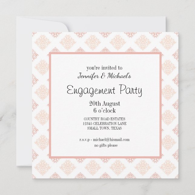 Fête de Fiançailles Peach Blush Damask (Devant)
