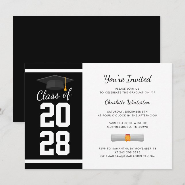 Fête de fin d'études 2026 Moderne Carte d'invitati (Devant / Derrière)