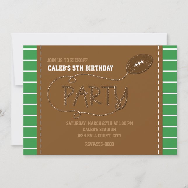 FÊTE DE FOOTBALL Invitation typographique pour enf (Devant)