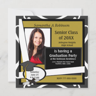 Fête de graduation Photo Invitation Casquette noir