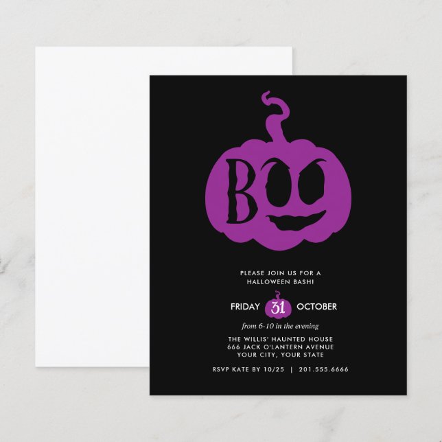 Fête de Halloween BOO Minimaliste BUDGET (Devant / Derrière)