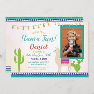 Fête de la Llama Photo Cactus Party Invitation