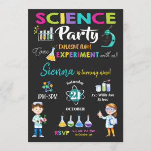 Fête de la Mad Science Invitation Fille d'annivers