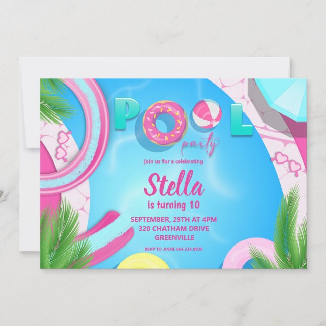 Fête de la piscine | Invitation de la fête du pool (Devant)