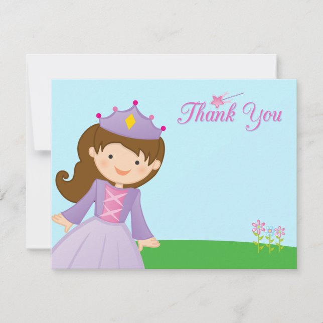 Fête de la princesse douce merci carte à plat (Devant)