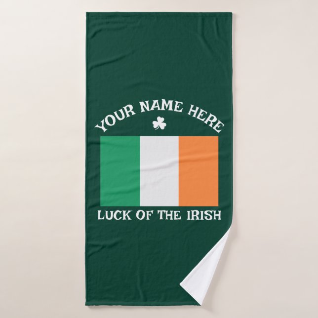 Fête de la Saint-Patrick Drapeau de l'Irlande Nom  (Serviette de bain)