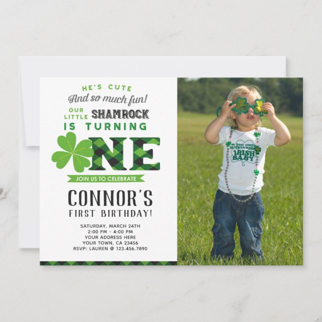 Fête de la St Patrick Invitation avec photo (Devant)