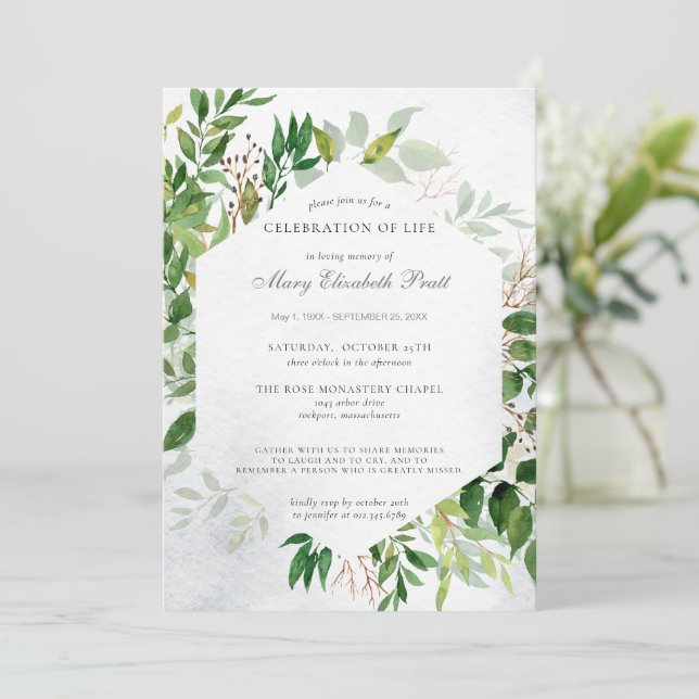 Fête de la verdure de la vie Invitation funéraire (Debout devant)