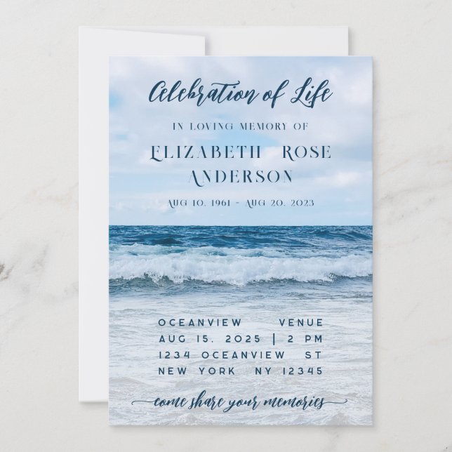 Fête de la vie Funéraire Photographie Invitation (Devant)