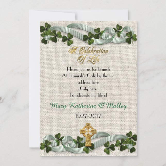 Fête de la vie Invitation Croix celtique irlandais (Devant)