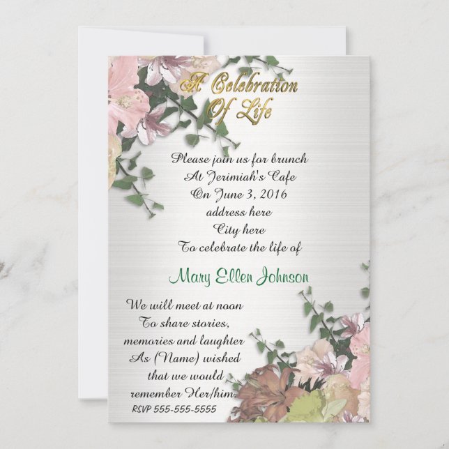 Fête de la vie Invitation Printemps Floral (Devant)