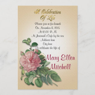 Fête de la vie Invitation rose vintage