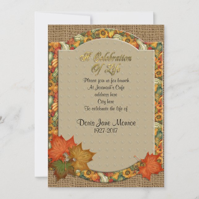 Fête de la vie Invitation Thème d'automne (Devant)