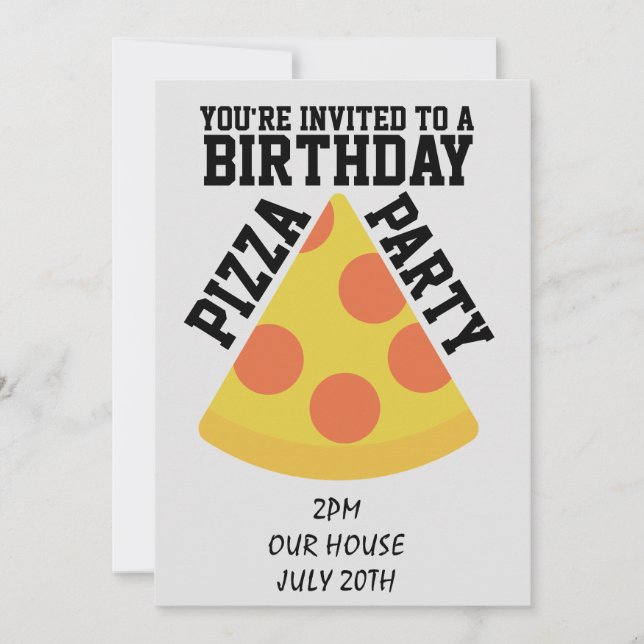 FÊTE DE L'ANNIVERSAIRE DE PIZZA ! INVITATIONS (Devant)