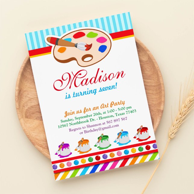 Fête de l'art coloré Invitation fête d'anniversair (Créateur téléchargé)