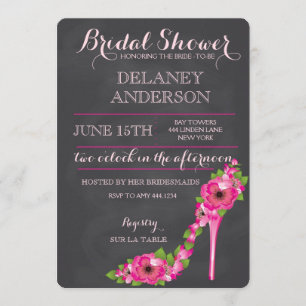 Fête de l'mariée Floral Heel Invitation Bacheloret