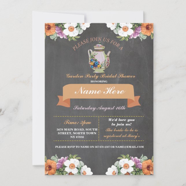 Fête de l'mariée Tea Garden Party Invitation à la  (Devant)