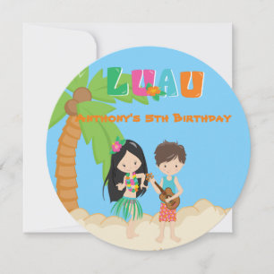 Fête de Luau avec invitation ronde de palmiers