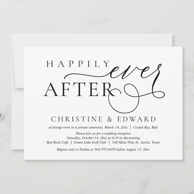 Fête de mariage en fuite, Invitation à un bonheur  (Devant)