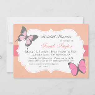 Fête de mariage, Invitation Papillons Roses