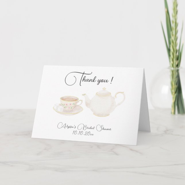 Fête de mariage thé aquarelle Merci (Devant)