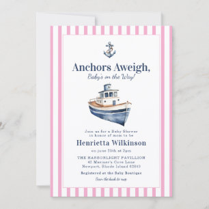 Fête de naissance bébé bateau ancre aquarelle naut