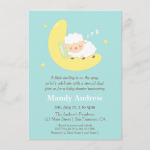 Fête de Naissance Bébé Mouton sur la Lune Cartes d