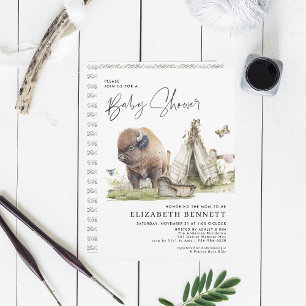 Fête de naissance de bébé buffle bison aquarelle