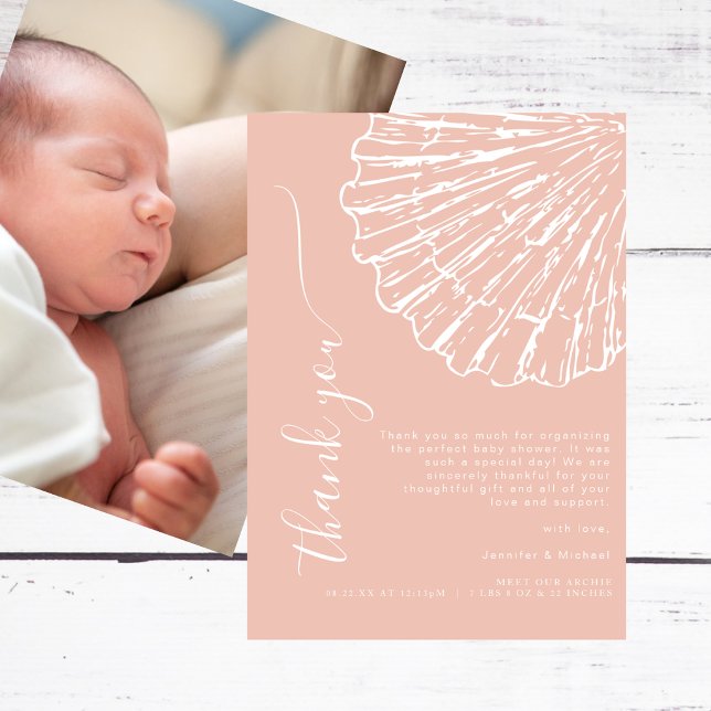 Fête de naissance de bébé fille rose Coastal Blush (Créateur téléchargé)