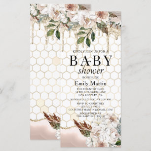 Fête de naissance élégante en marbre floral
