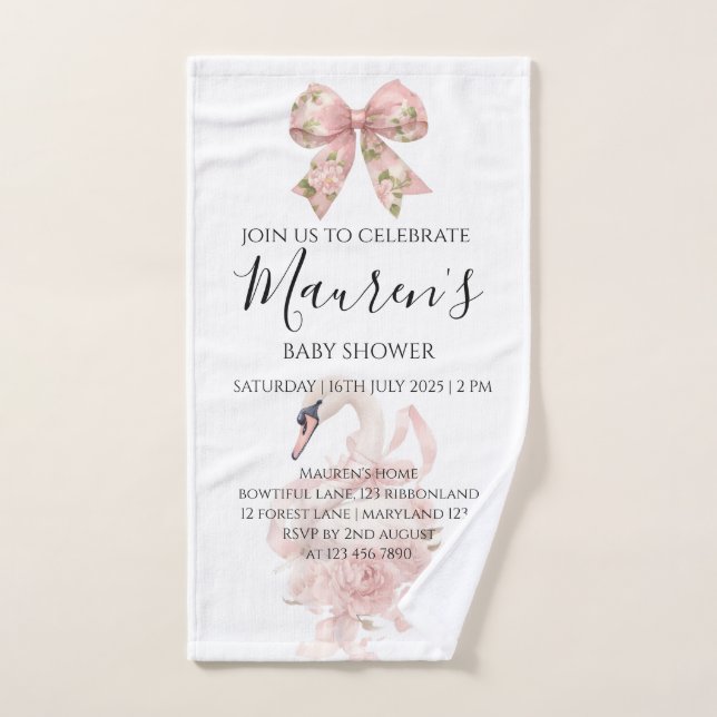 Fête de naissance fille à ruban rose (Serviette à main)