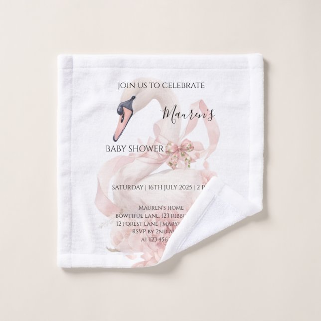 Fête de naissance fille à ruban rose  (Gant de toilette)