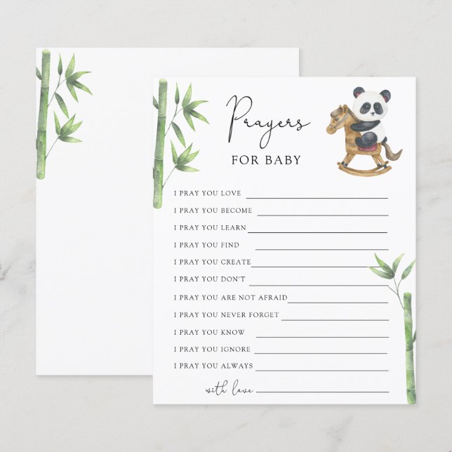 Fête de naissance ourson panda Prières pour bébé (Devant / Derrière)
