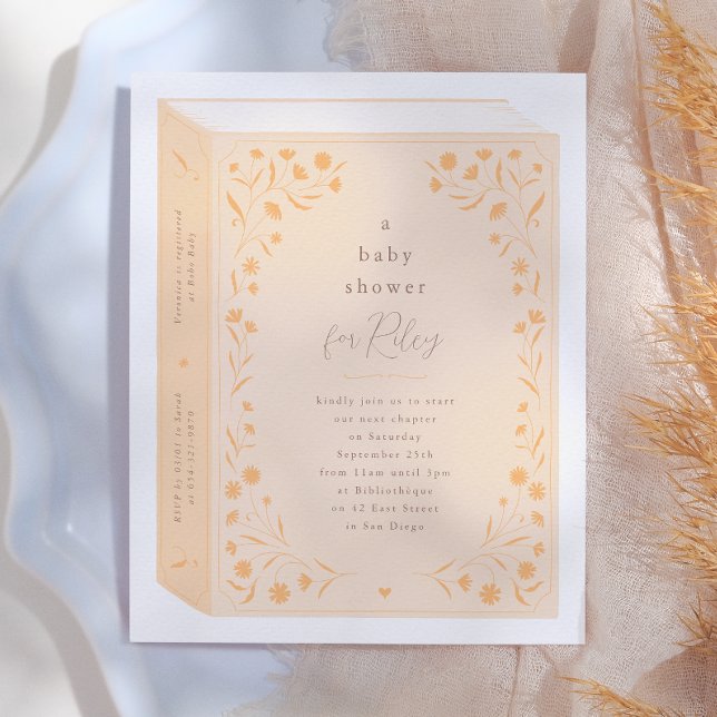 Fête de Naissance Thème Livre Floral Élégant Budge (Créateur téléchargé)