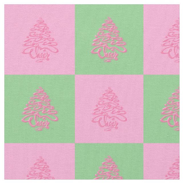 Fête de Noël Arbre-rose et tissu vert (Fermer)