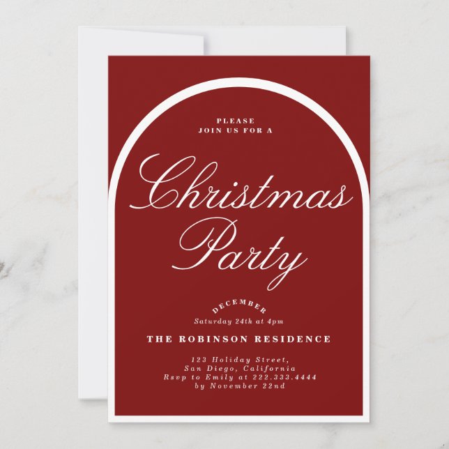 Fête de Noël Arc moderne Red Invitation (Devant)