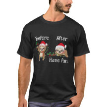 Fête de Noël avant et après T-shirt