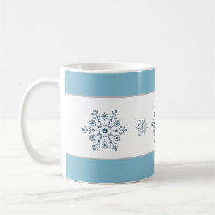 Fête de Noël Bleu Stripe Flocon de neige Mug