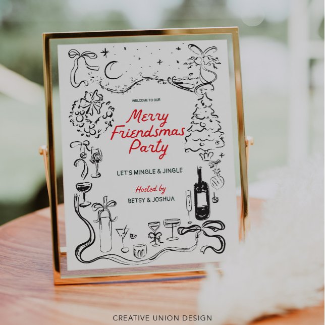 Fête de Noël chez les amis dessinés à la main Bien (Créateur téléchargé)