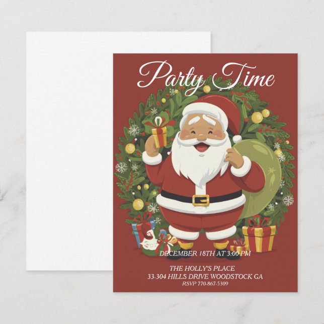 Fête de Noël du Père Noël Invitation (Devant / Derrière)