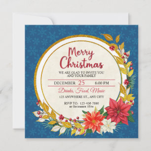 Fête de Noël élégante or et poinsettia