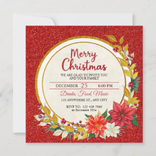 Fête de Noël élégante or et poinsettia