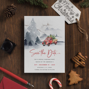 Fête de Noël en camion rouge rustique, carte de sa