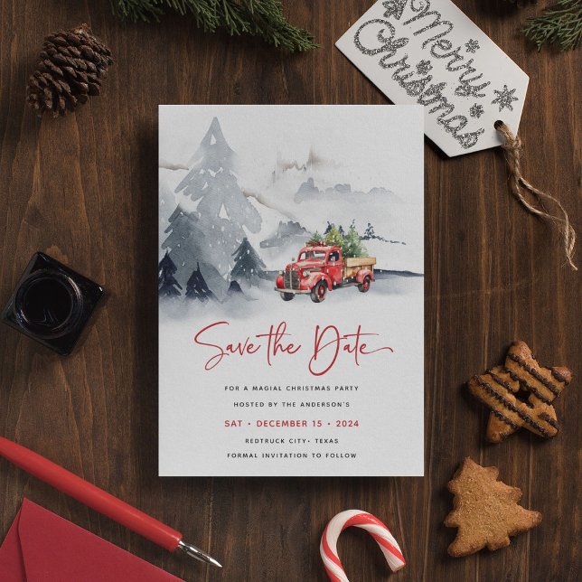 Fête de Noël en camion rouge rustique, carte de sa (Créateur téléchargé)