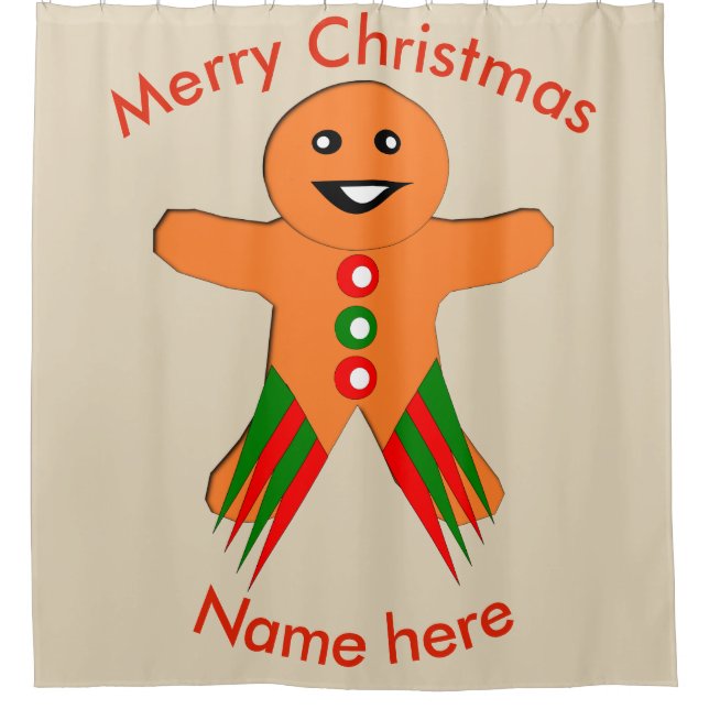 Fête de Noël Gingerbread Homme Douche rideau (Devant)