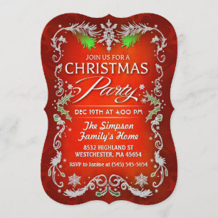 Fête de Noël Invitation frontalier rouge vert et b
