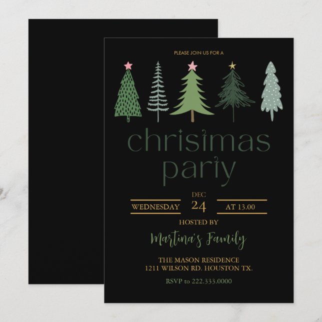 Fête de Noël Invitations Fête de Noël (Devant / Derrière)