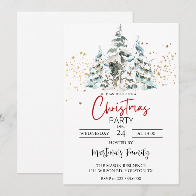 Fête de Noël Invitations Fête de Noël (Devant / Derrière)