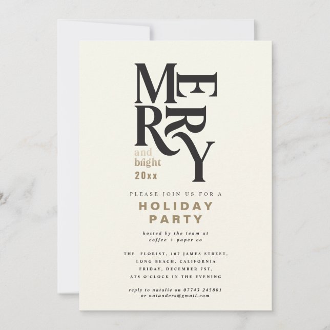 Fête de Noël joyeuse et lumineuse noire et or (Devant)